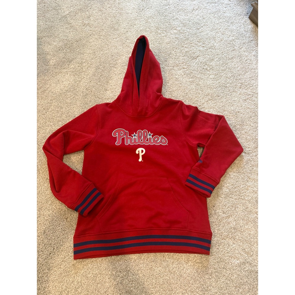 New Era Philadelphia Phillies Youth Hoodie Red MLB Baseball Sweatshirt Kids L